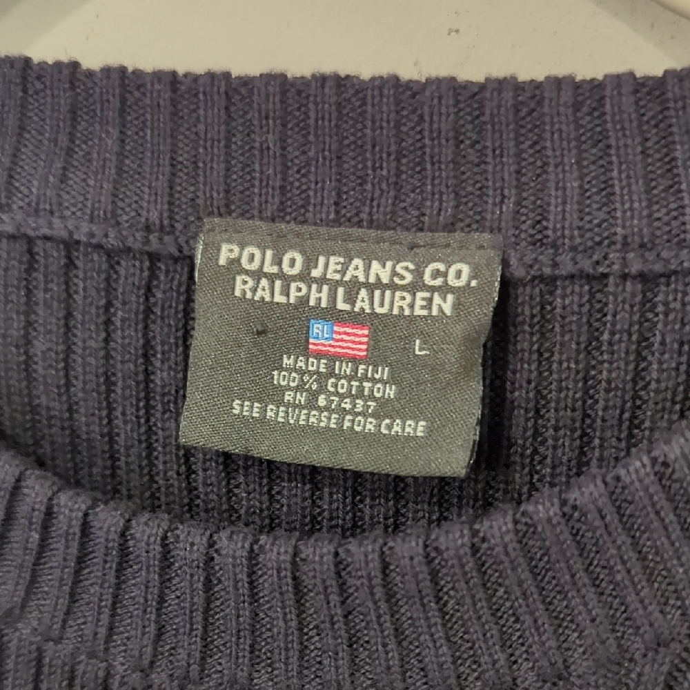 Tommy Hilfiger Black Ribbed Sweater with Red‎ Stripes size Large 100% Cotton image 4